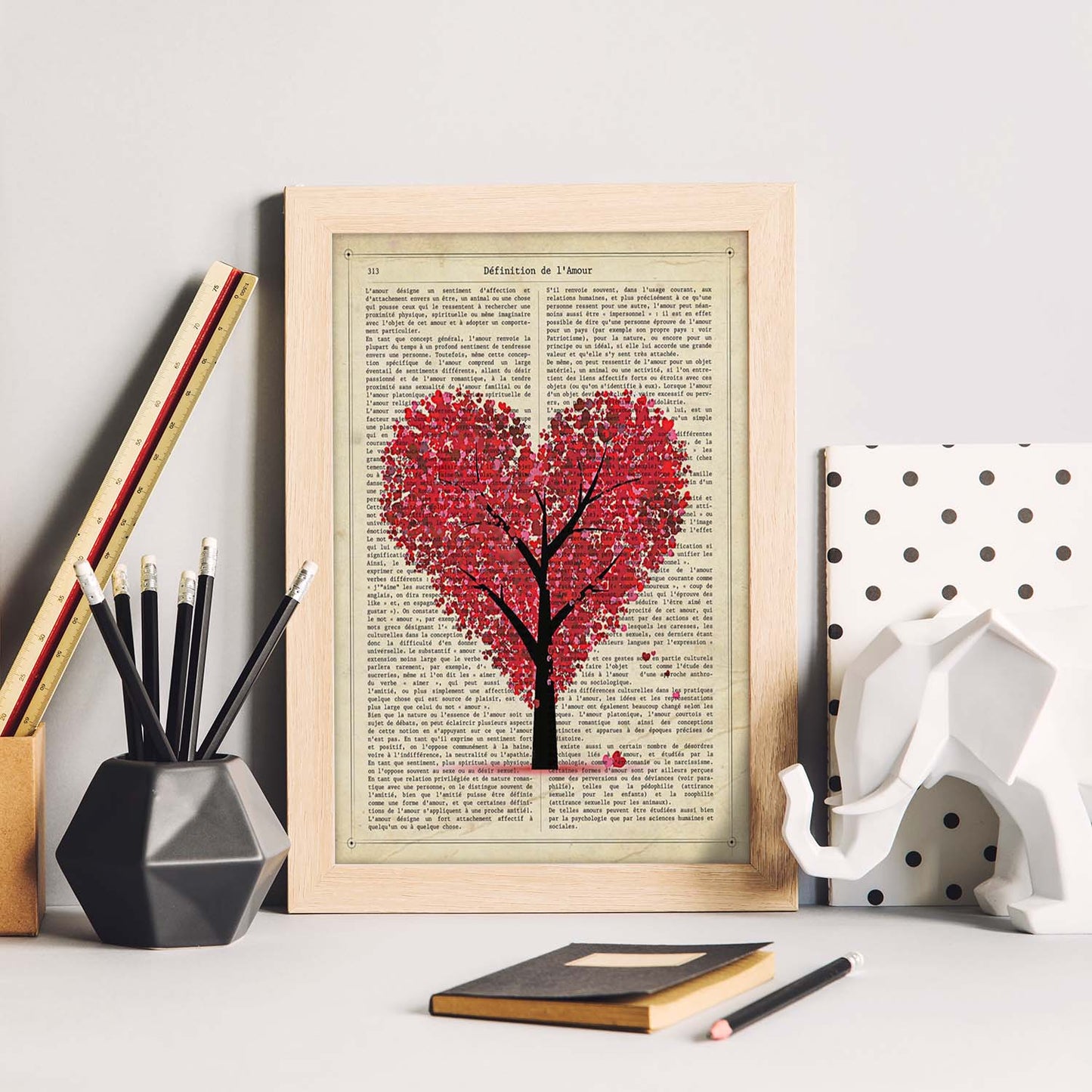 Poster de Arbol corazon. Láminas románticas de amor con definiciones. Ilustraciones para tu pareja, familia, mujer, ...-Artwork-Nacnic-Nacnic Estudio SL