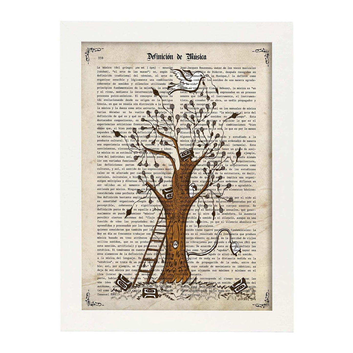 Poster de Arbol de microfonos. Láminas musicales con definiciones para-Artwork-Nacnic-A3-Marco Blanco-Nacnic Estudio SL