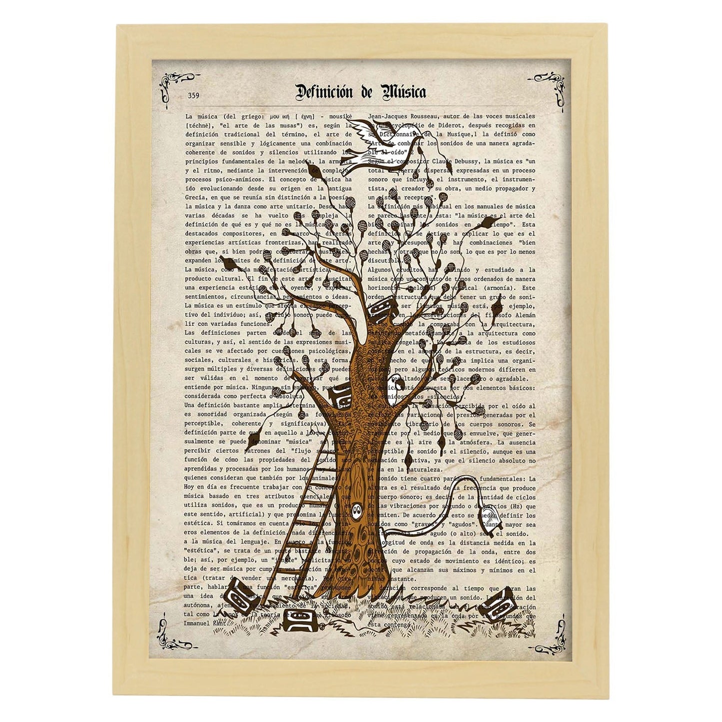 Poster de Arbol de microfonos. Láminas musicales con definiciones para-Artwork-Nacnic-A3-Marco Madera clara-Nacnic Estudio SL