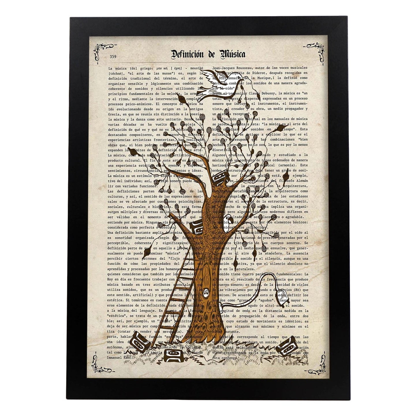 Poster de Arbol de microfonos. Láminas musicales con definiciones para-Artwork-Nacnic-A3-Marco Negro-Nacnic Estudio SL