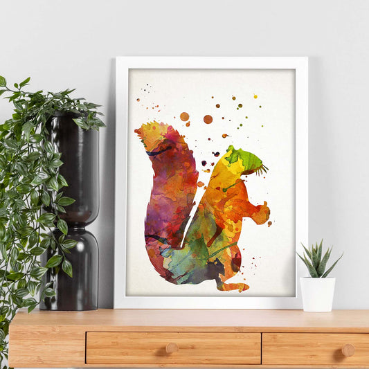 Poster de Ardilla estilo acuarela. Láminas de animales con estilo acuarela-Artwork-Nacnic-Nacnic Estudio SL