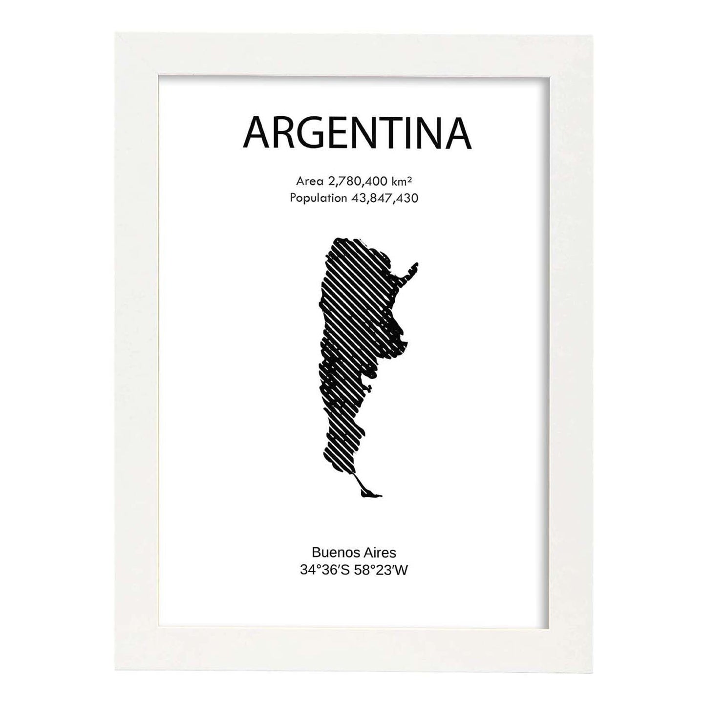 Poster de Argentina. Láminas de paises y continentes del mundo.-Artwork-Nacnic-A3-Marco Blanco-Nacnic Estudio SL