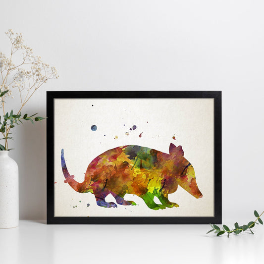Poster de Armadillo estilo acuarela. Láminas de animales con estilo acuarela-Artwork-Nacnic-Nacnic Estudio SL