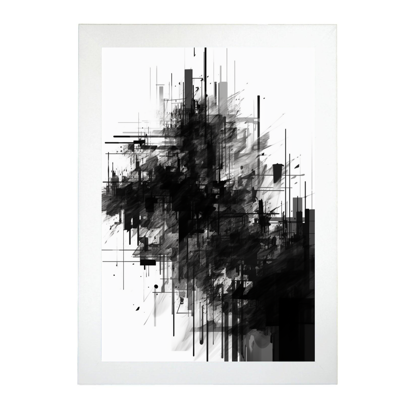 Lámina de Arte Minimalista en Tinta Negra y Blanca