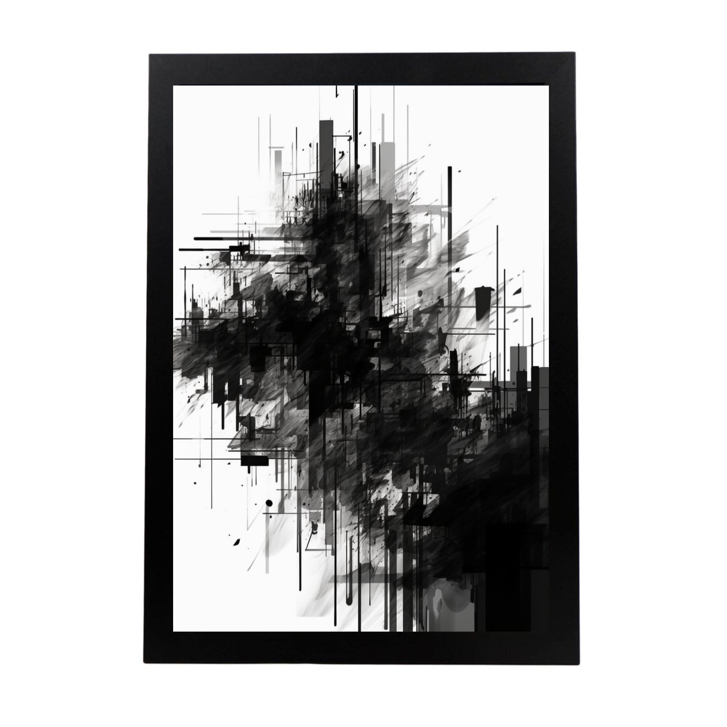 Lámina de Arte Minimalista en Tinta Negra y Blanca