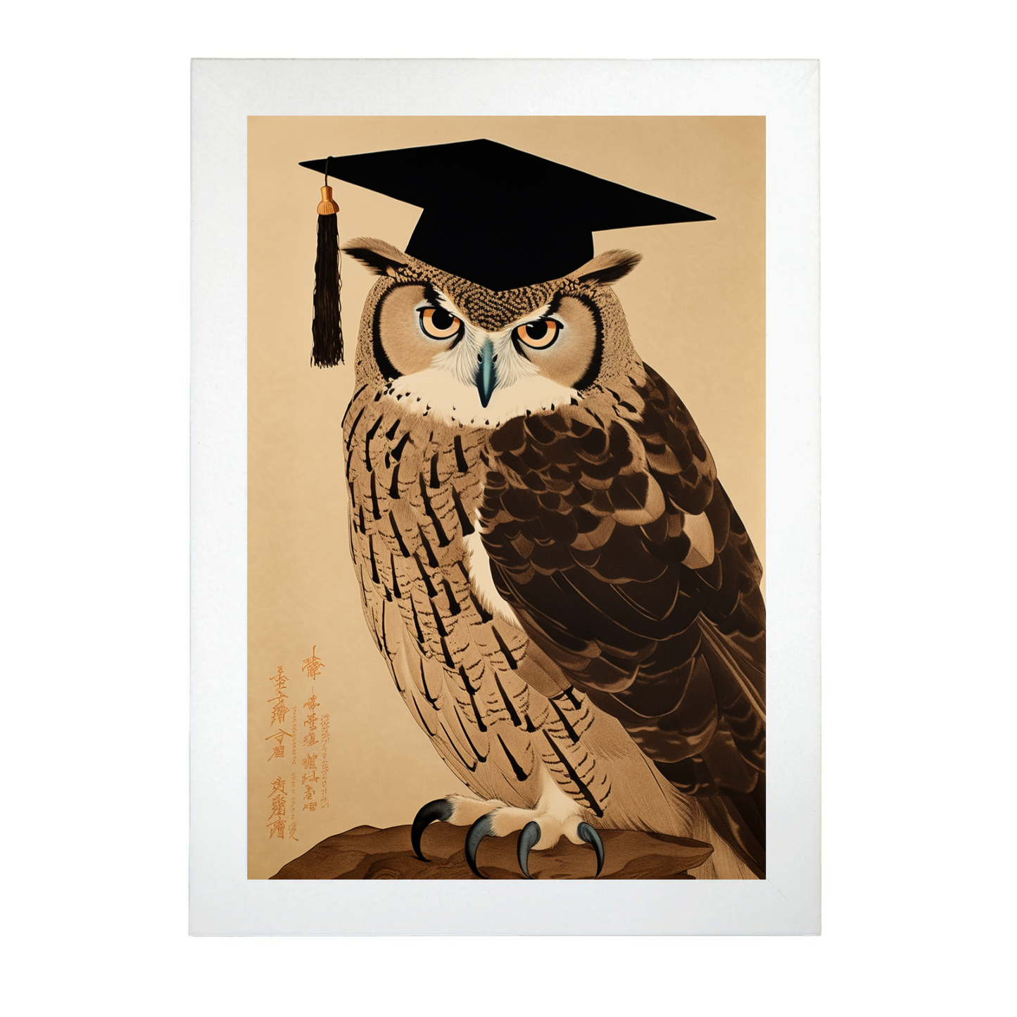 Póster Ukiyo-e del Búho Sabio Graduado