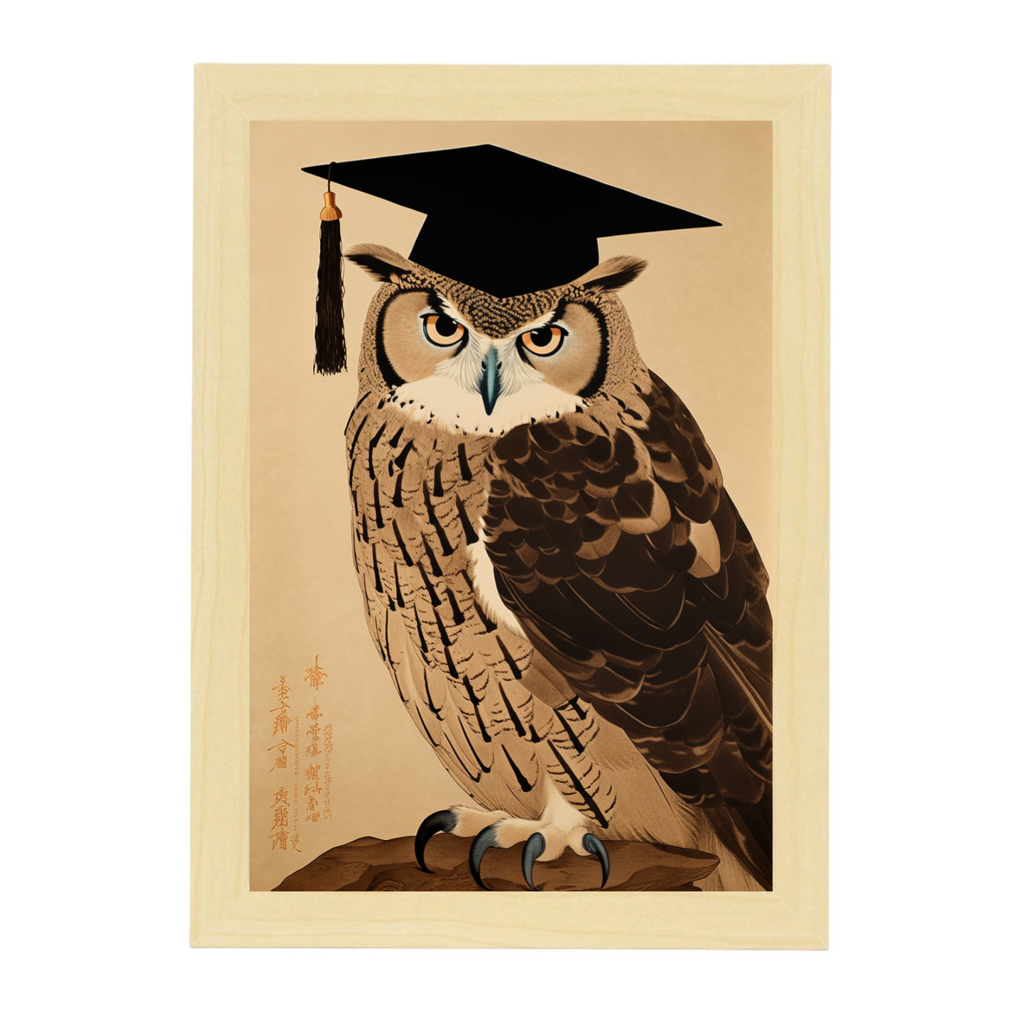 Póster Ukiyo-e del Búho Sabio Graduado
