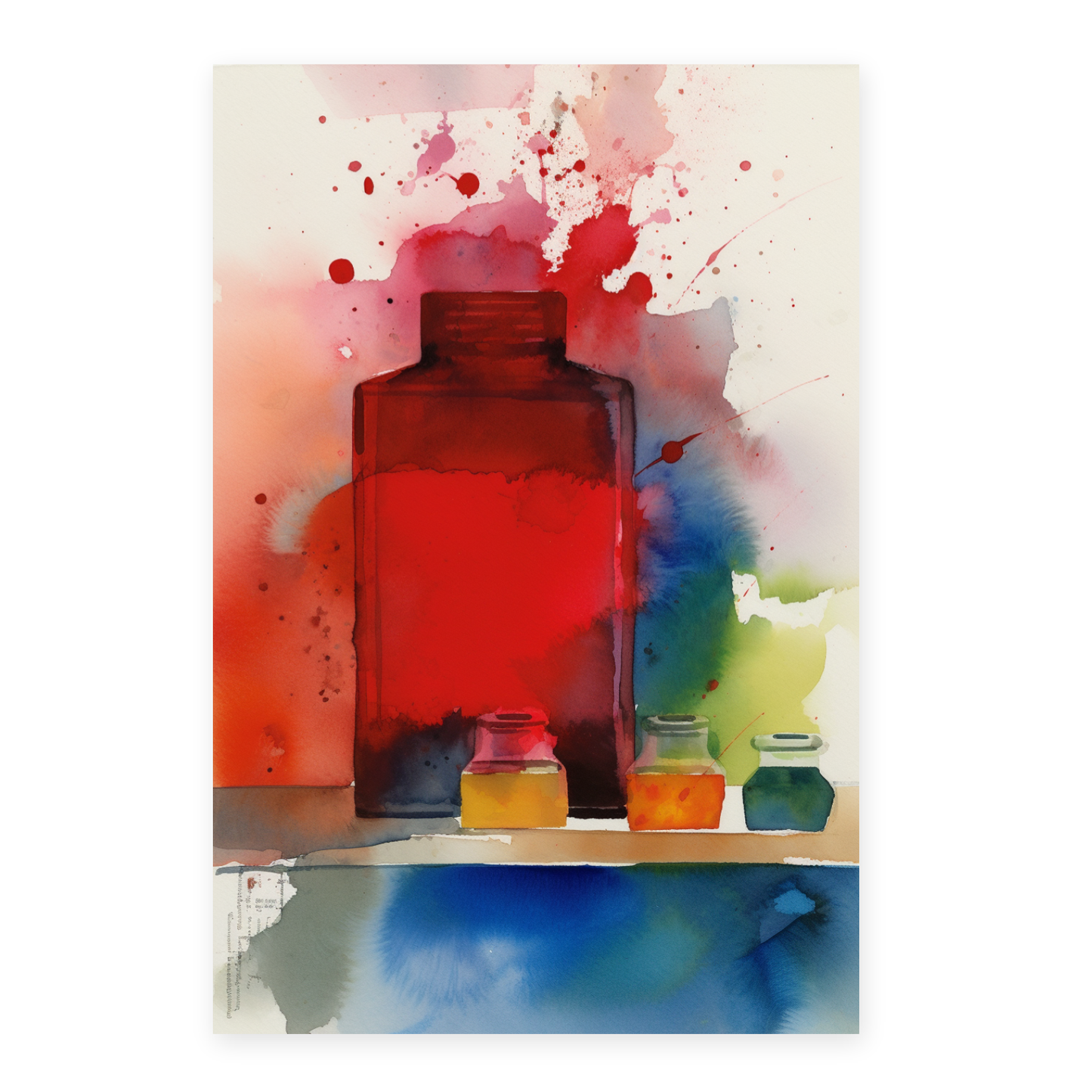Póster Impresionista Vibrante de Tinta, Acuarela y Óleo I