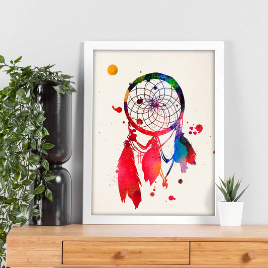 Poster de Atrapasueños con diseño acuarela. Mix de láminas con estilo acuarela-Artwork-Nacnic-Nacnic Estudio SL
