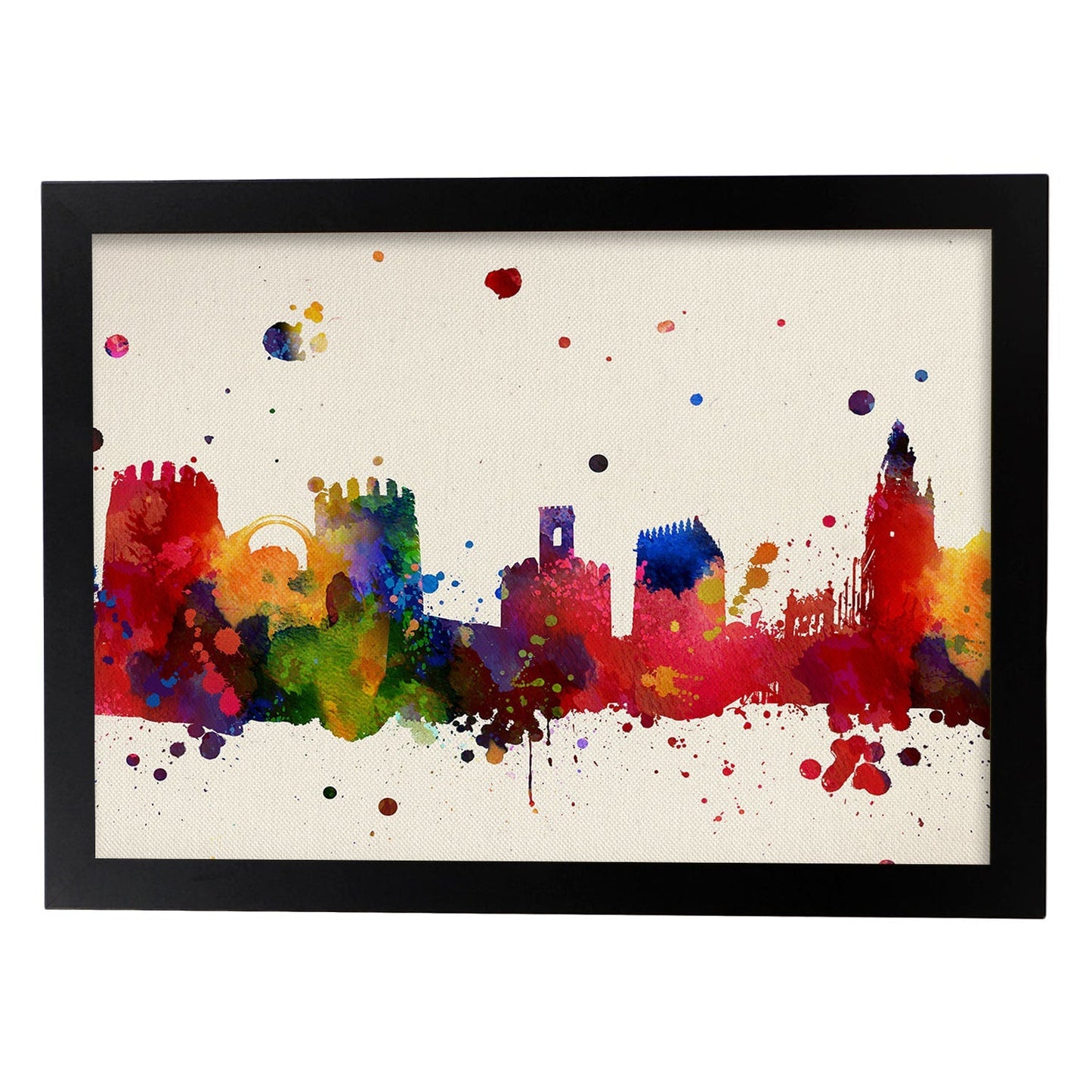 Poster de Badajoz. Láminas e ilustraciones de ciudades, comunidades, y mapas de España.-Artwork-Nacnic-A4-Marco Negro-Nacnic Estudio SL