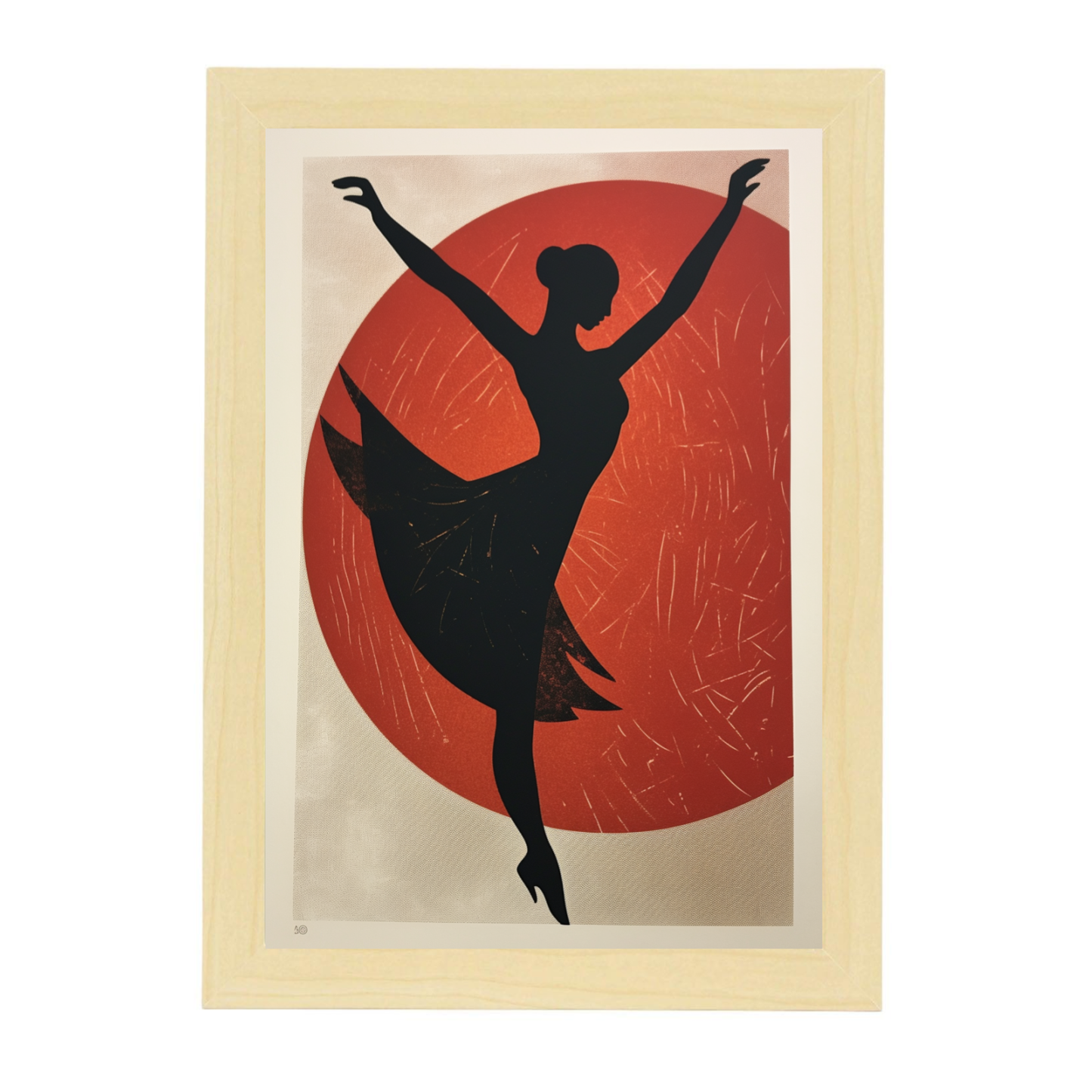 Póster Minimalista de Bailarina Abstracta en Bloque de Madera