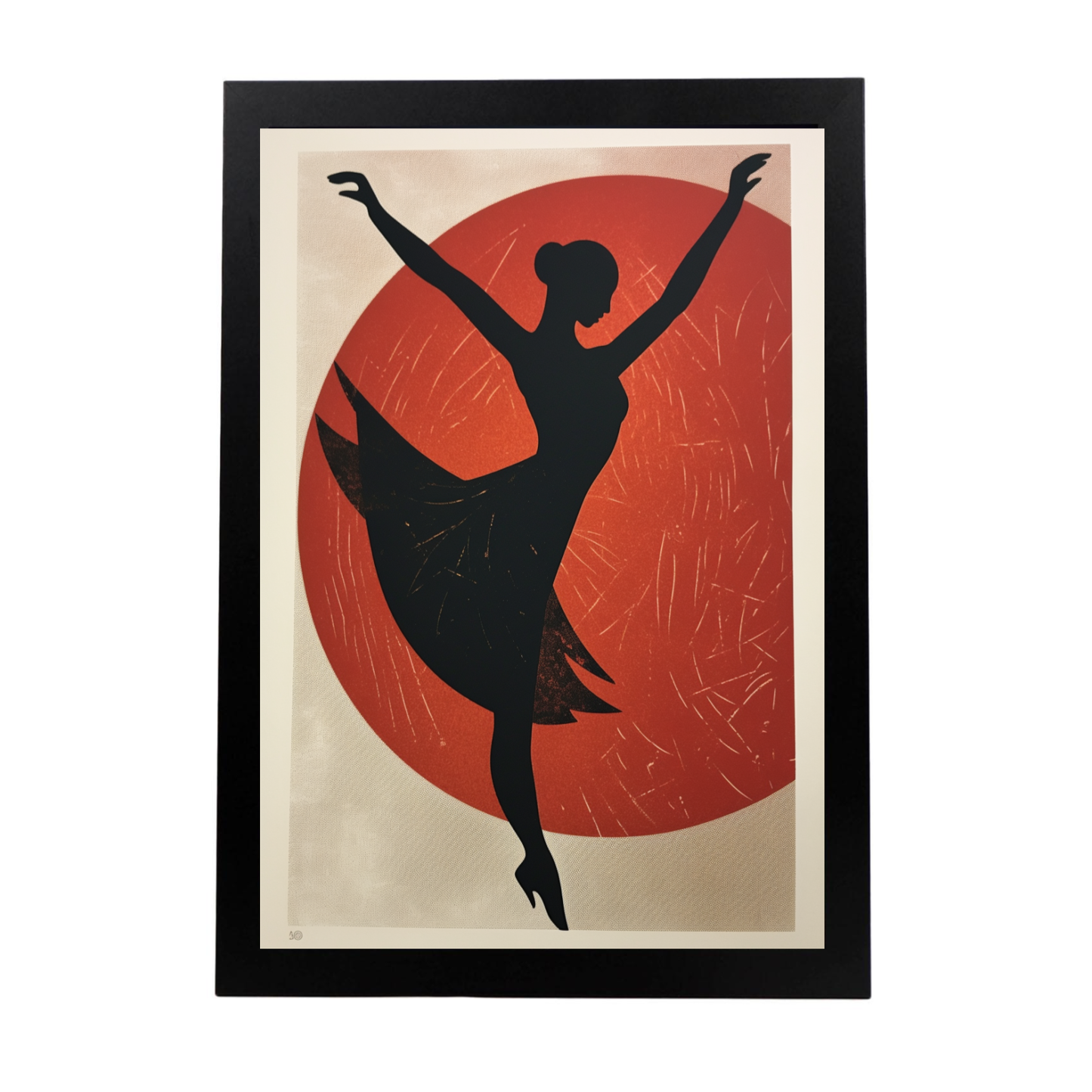 Póster Minimalista de Bailarina Abstracta en Bloque de Madera