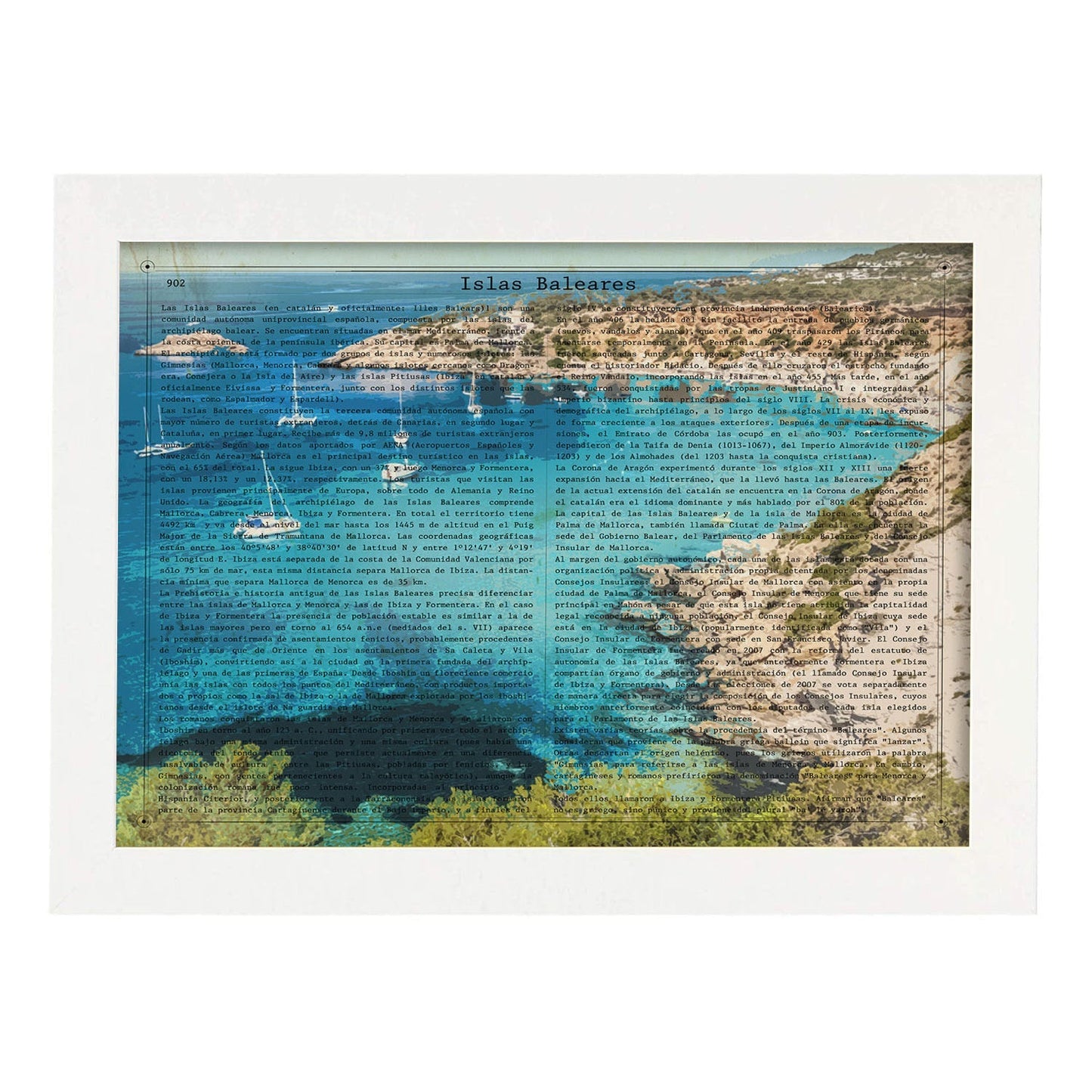 Poster de Baleares. Láminas de comunidades autónomas de España.-Artwork-Nacnic-A4-Marco Blanco-Nacnic Estudio SL