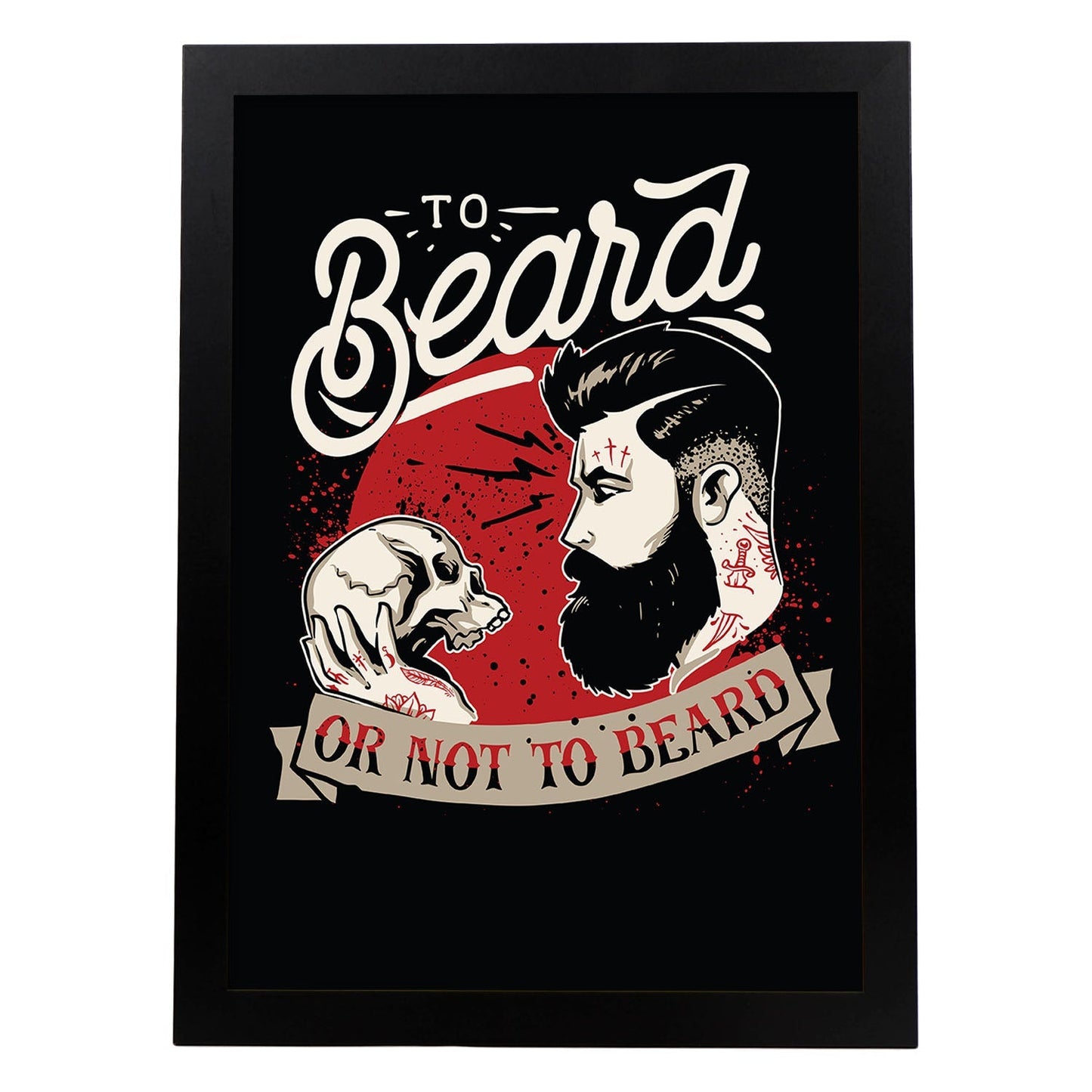 Poster de Barba o no barba. Lámina decorativa de diseño.-Artwork-Nacnic-A3-Marco Negro-Nacnic Estudio SL