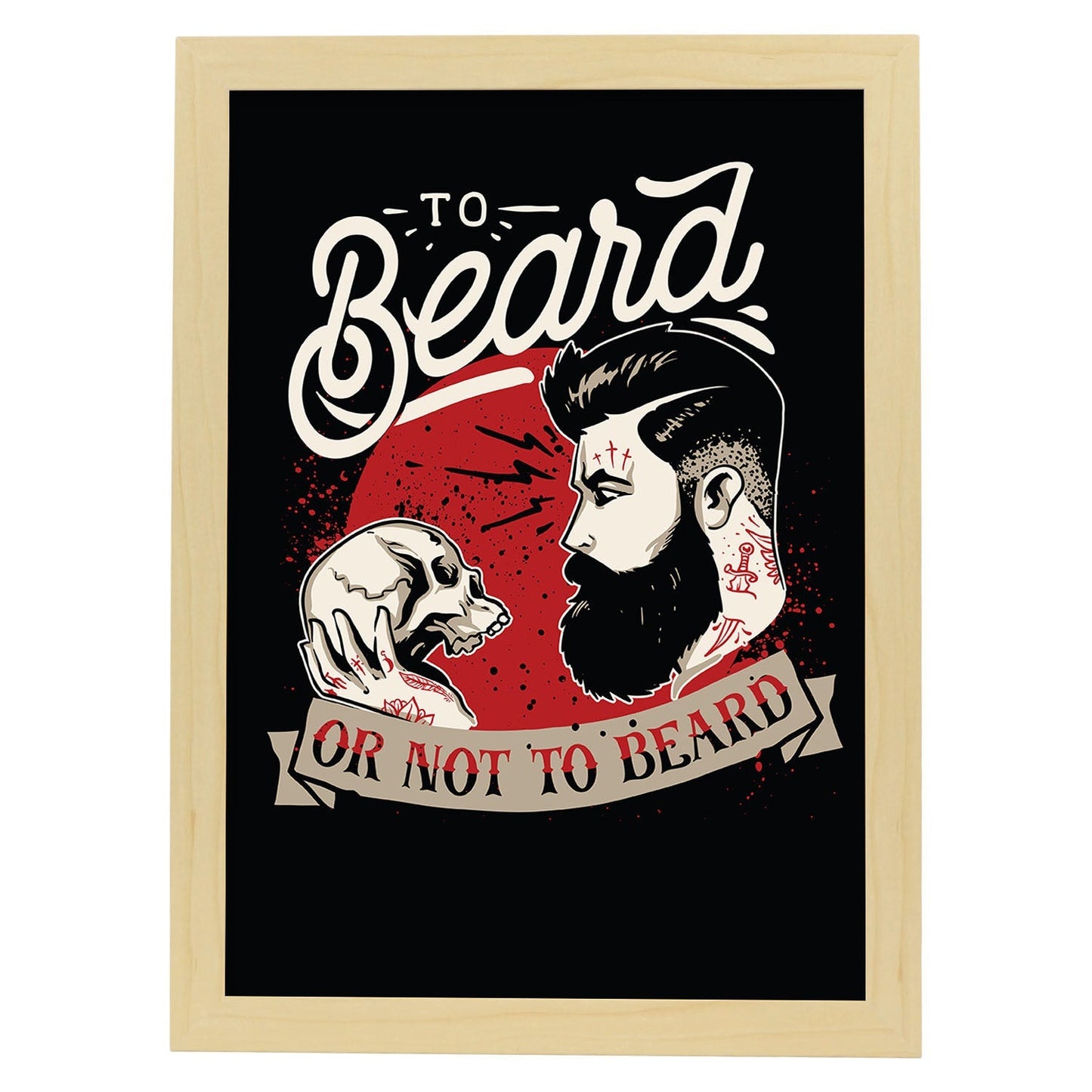 Poster de Barba o no barba. Lámina decorativa de diseño.-Artwork-Nacnic-A4-Marco Madera clara-Nacnic Estudio SL
