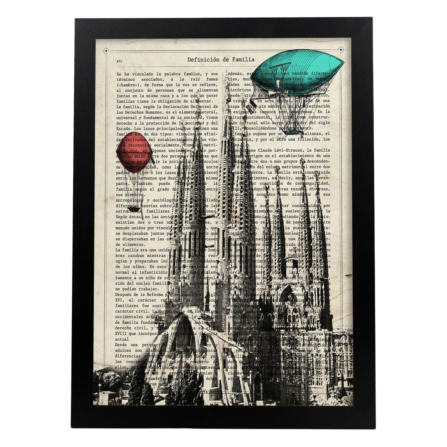 Poster de Barcelona. La sagrada Familia. Láminas de monumentos del mundo. Diseño de viaje y de paises.-Artwork-Nacnic-A4-Marco Negro-Nacnic Estudio SL