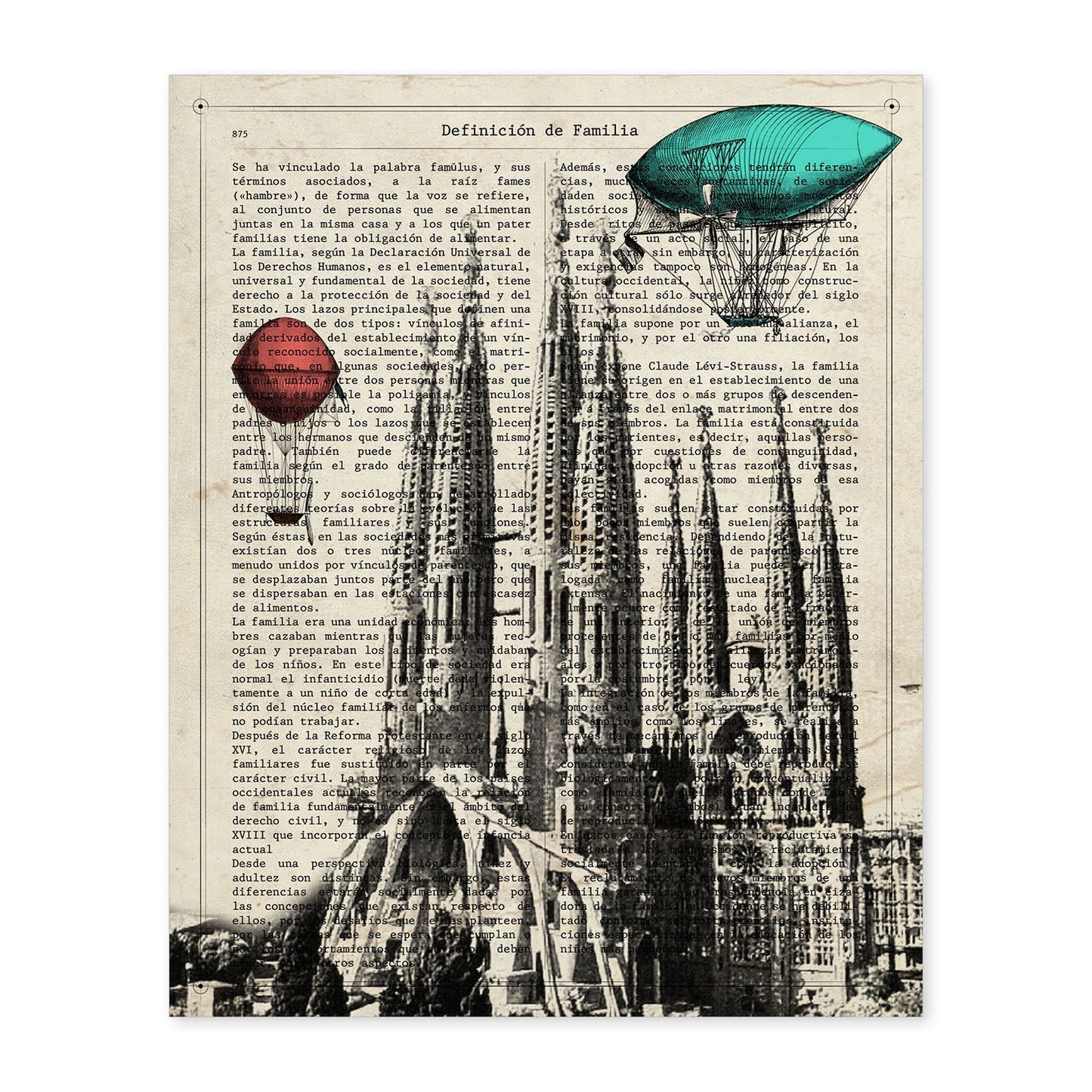 Poster de Barcelona. La sagrada Familia. Láminas de monumentos del mundo. Diseño de viaje y de paises.-Artwork-Nacnic-A4-Sin marco-Nacnic Estudio SL