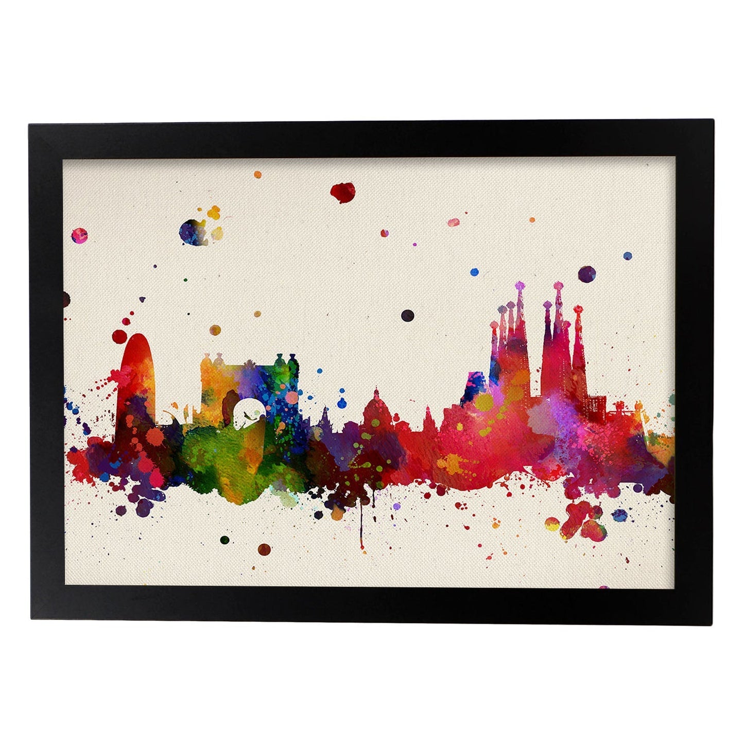 Poster de Barcelona. Láminas e ilustraciones de ciudades, comunidades, y mapas de España.-Artwork-Nacnic-A3-Marco Negro-Nacnic Estudio SL