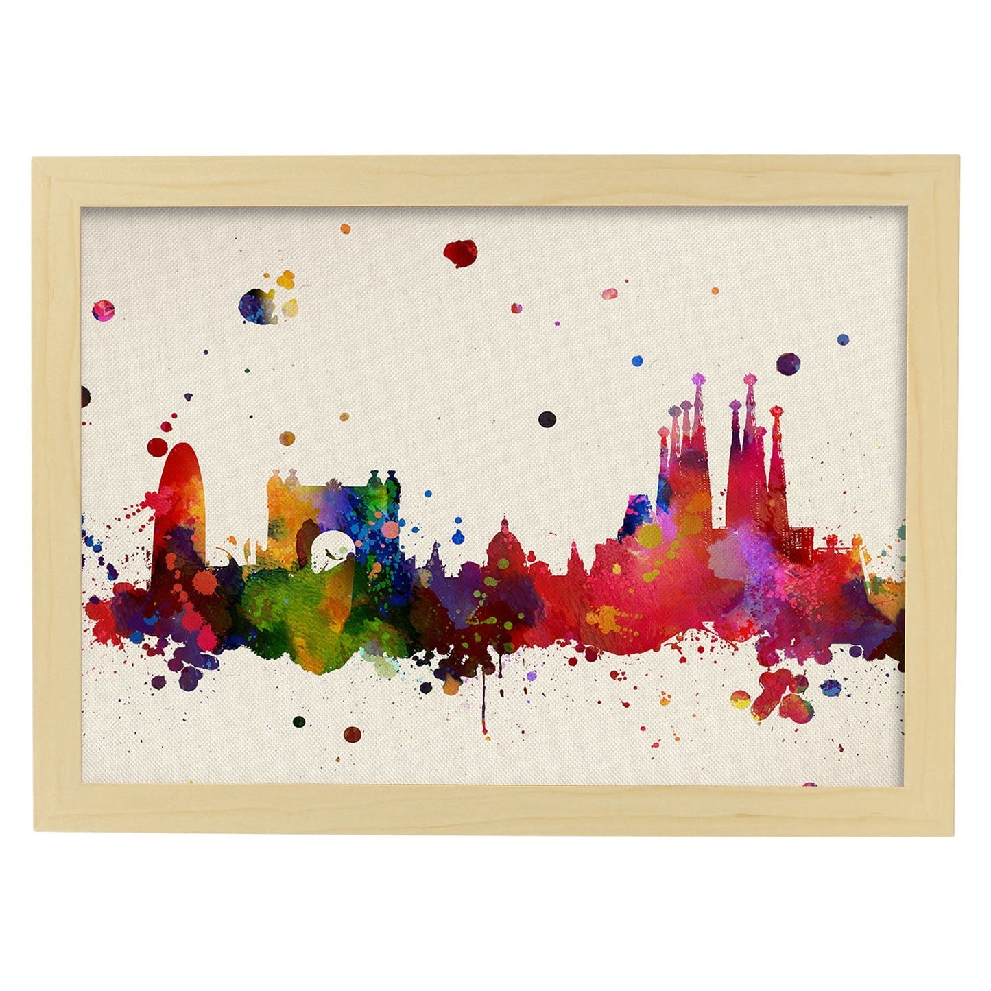 Poster de Barcelona. Láminas e ilustraciones de ciudades, comunidades, y mapas de España.-Artwork-Nacnic-A4-Marco Madera clara-Nacnic Estudio SL
