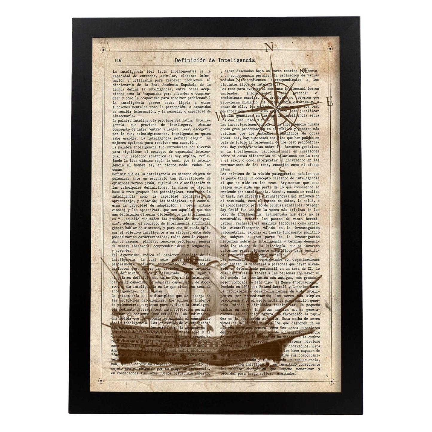 Poster de Barco antiguo con brujula. Láminas de vehículos con definiciones. Ilustraciones vintage de coches, motos, aviones,
-Artwork-Nacnic-A4-Marco Negro-Nacnic Estudio SL