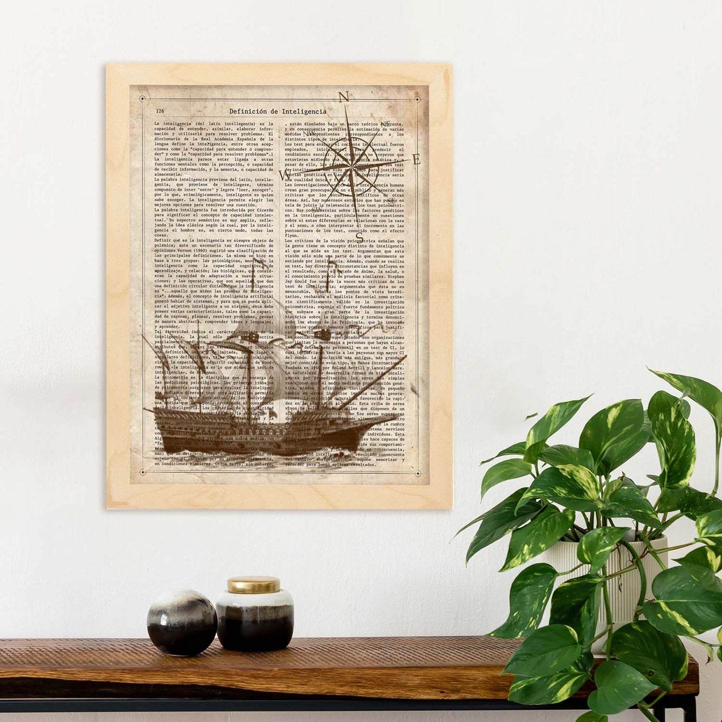 Poster de Barco antiguo con brujula. Láminas de vehículos con definiciones. Ilustraciones vintage de coches, motos, aviones,
-Artwork-Nacnic-Nacnic Estudio SL