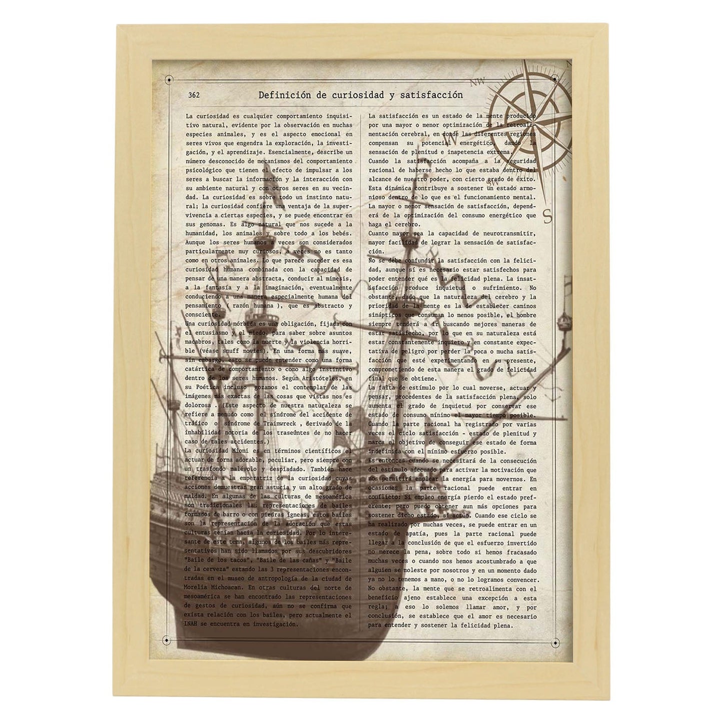 Poster de Barco antiguo. Láminas de vehículos con definiciones. Ilustraciones vintage de coches, motos, aviones,
-Artwork-Nacnic-A3-Marco Madera clara-Nacnic Estudio SL
