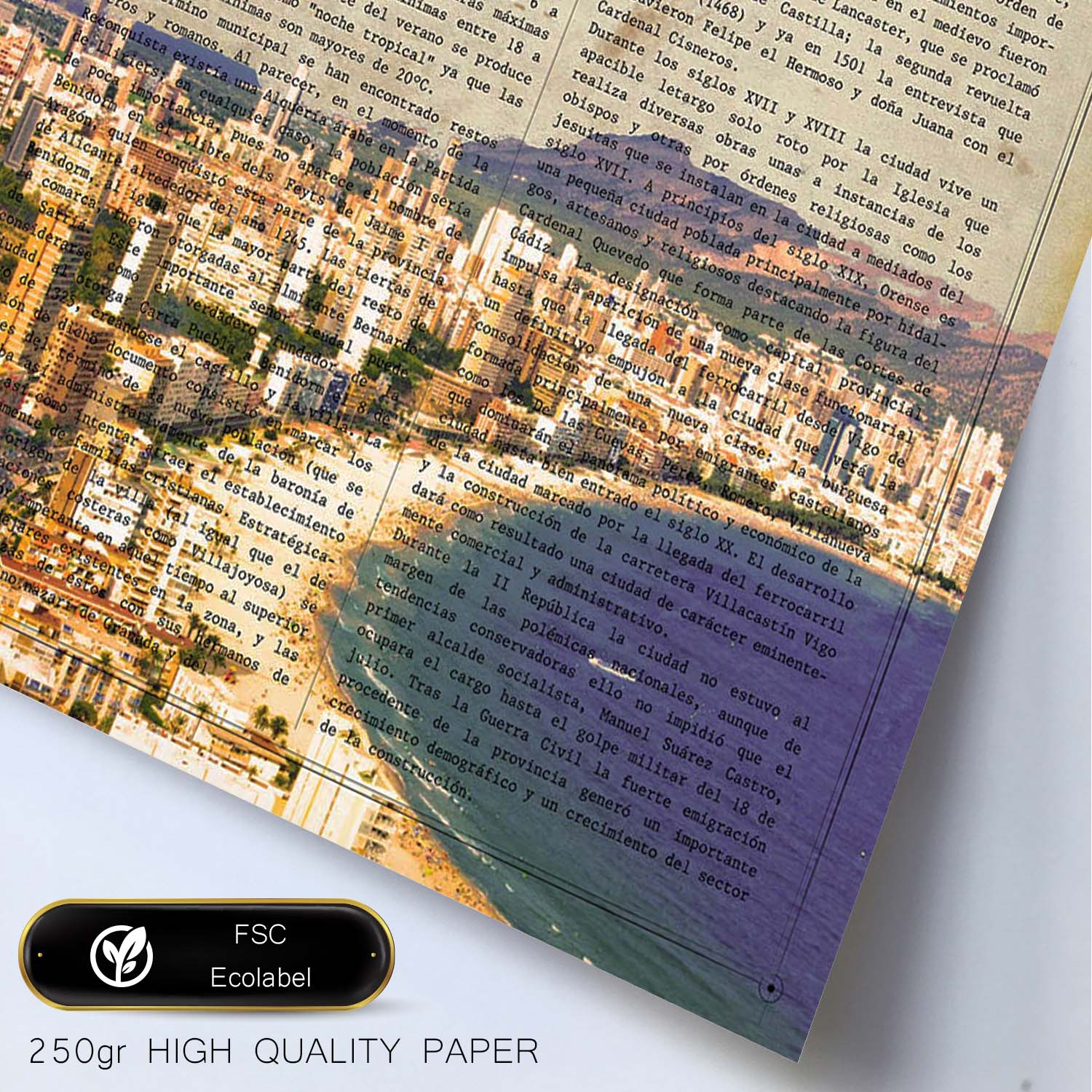 Poster de Benidorm. Láminas de ciudades españolas con definiciones. Decoración de interiores para españoles.-Artwork-Nacnic-Nacnic Estudio SL