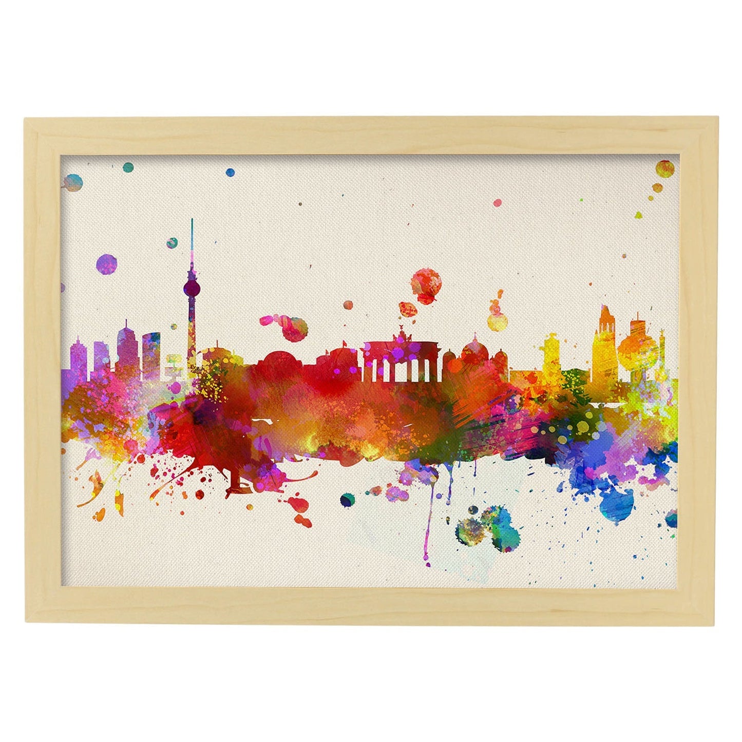 Poster de Berlin en color. Láminas e ilustraciones de ciudades, comunidades, y mapas de España.-Artwork-Nacnic-A4-Marco Madera clara-Nacnic Estudio SL