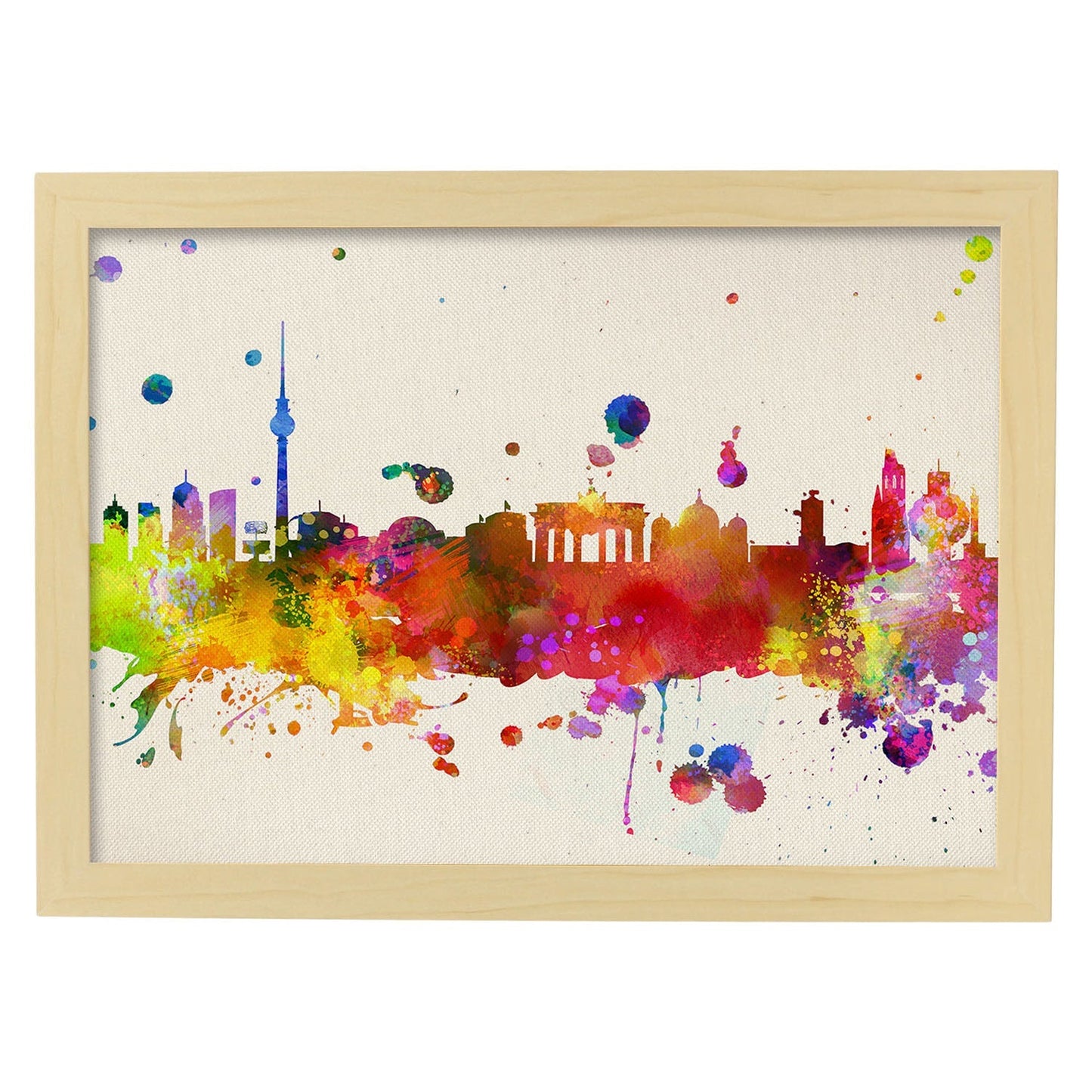 Poster de Berlin. Láminas e ilustraciones de ciudades, comunidades, y mapas de España.-Artwork-Nacnic-A3-Marco Madera clara-Nacnic Estudio SL