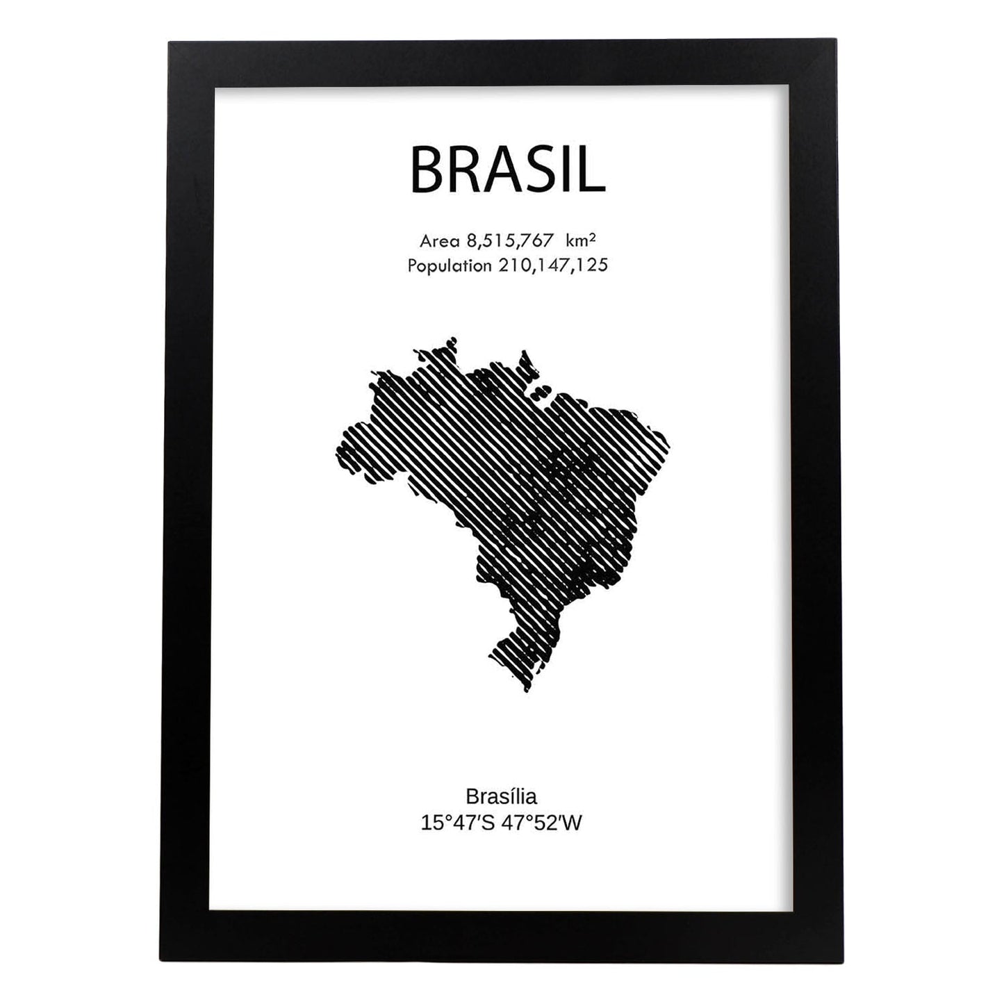 Poster de Brasil. Láminas de paises y continentes del mundo.-Artwork-Nacnic-A3-Marco Negro-Nacnic Estudio SL