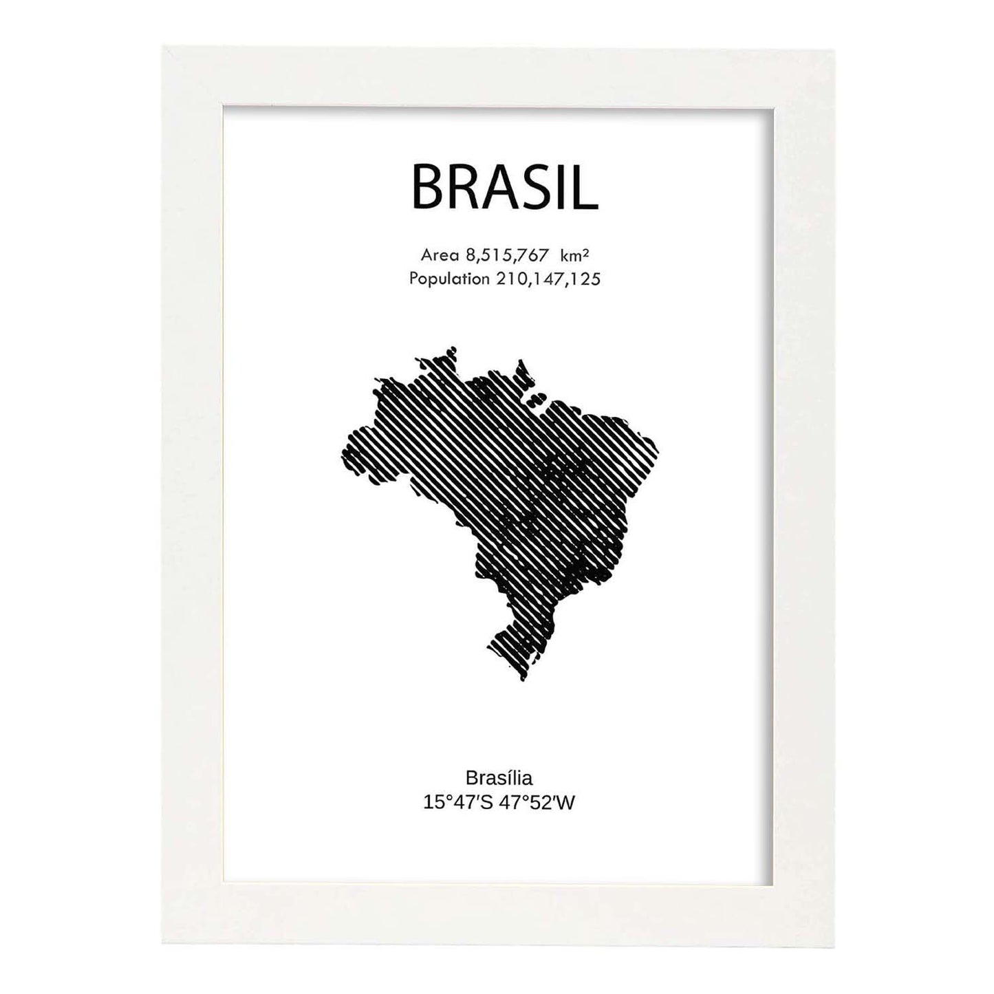 Poster de Brasil. Láminas de paises y continentes del mundo.-Artwork-Nacnic-A4-Marco Blanco-Nacnic Estudio SL