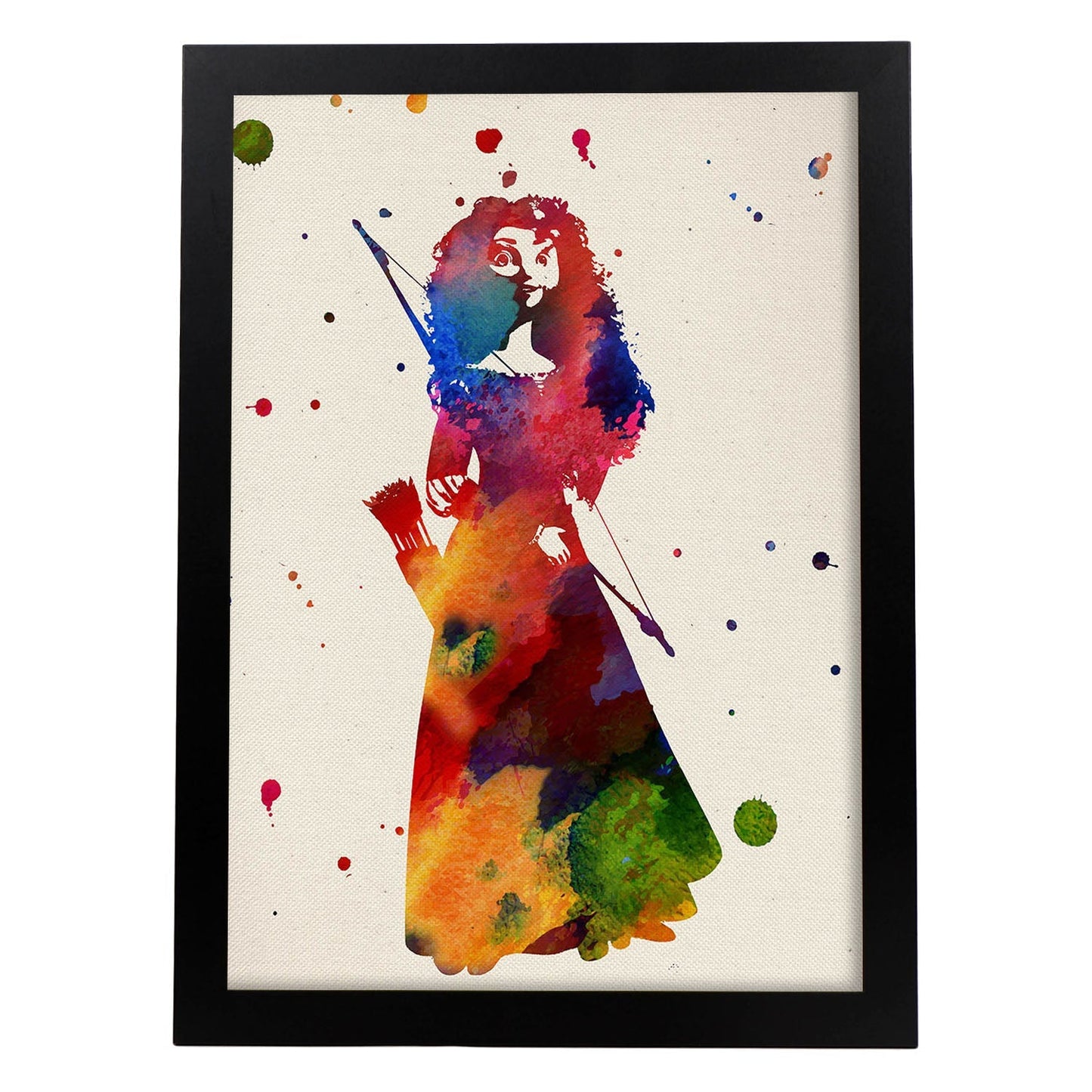 Poster de Brave con diseño acuarela. Mix de láminas con estilo acuarela-Artwork-Nacnic-A4-Marco Negro-Nacnic Estudio SL