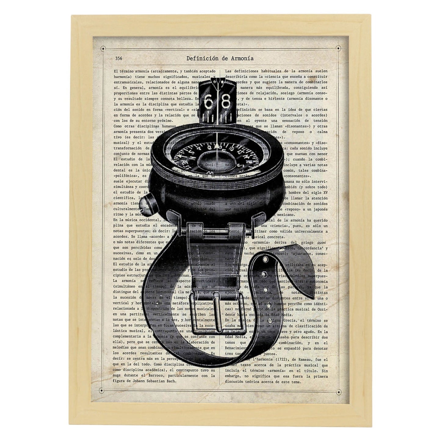 Poster de Brújula de agua. Láminas vintage con definiciones. Diseño de interiores.-Artwork-Nacnic-A3-Marco Madera clara-Nacnic Estudio SL