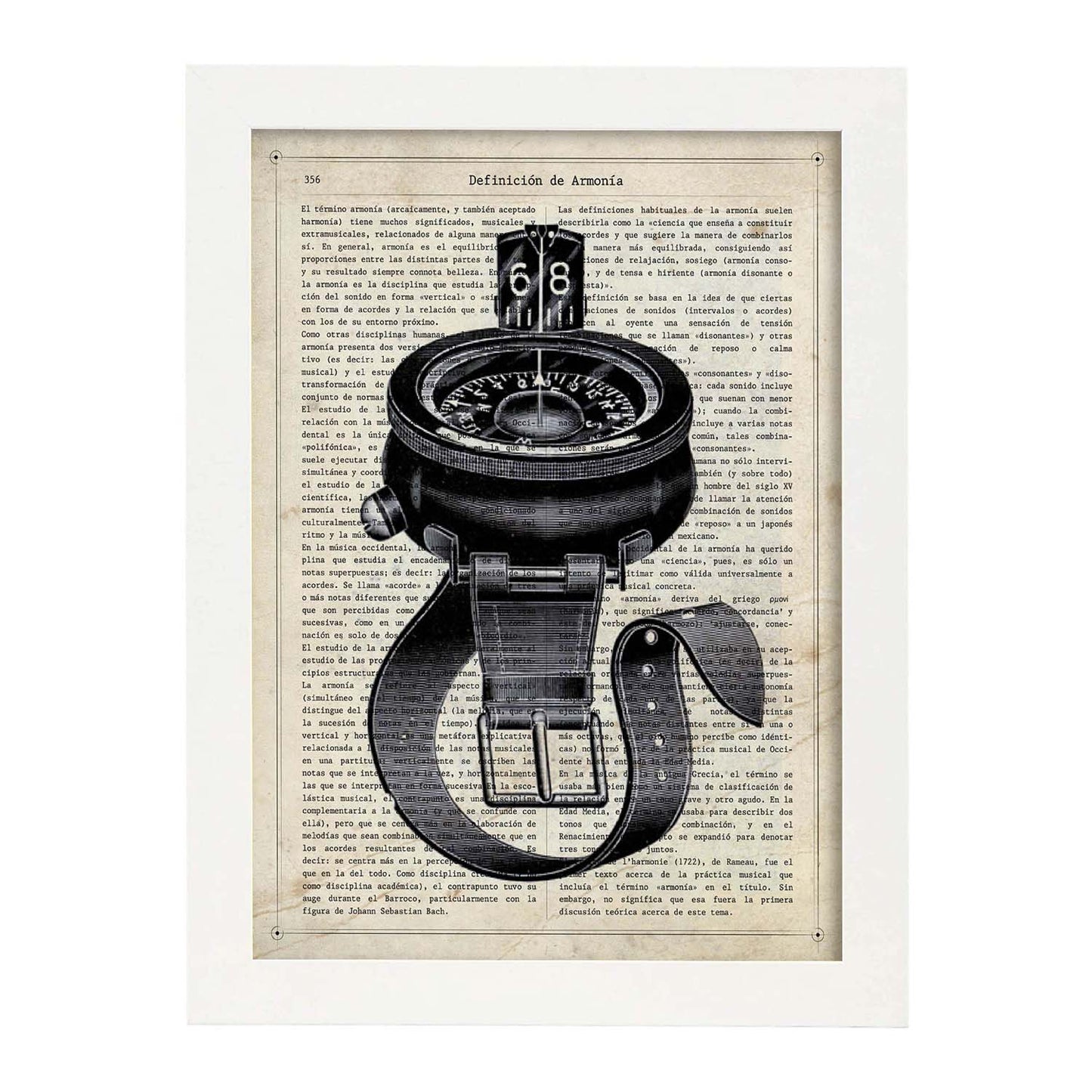 Poster de Brújula de agua. Láminas vintage con definiciones. Diseño de interiores.-Artwork-Nacnic-A4-Marco Blanco-Nacnic Estudio SL