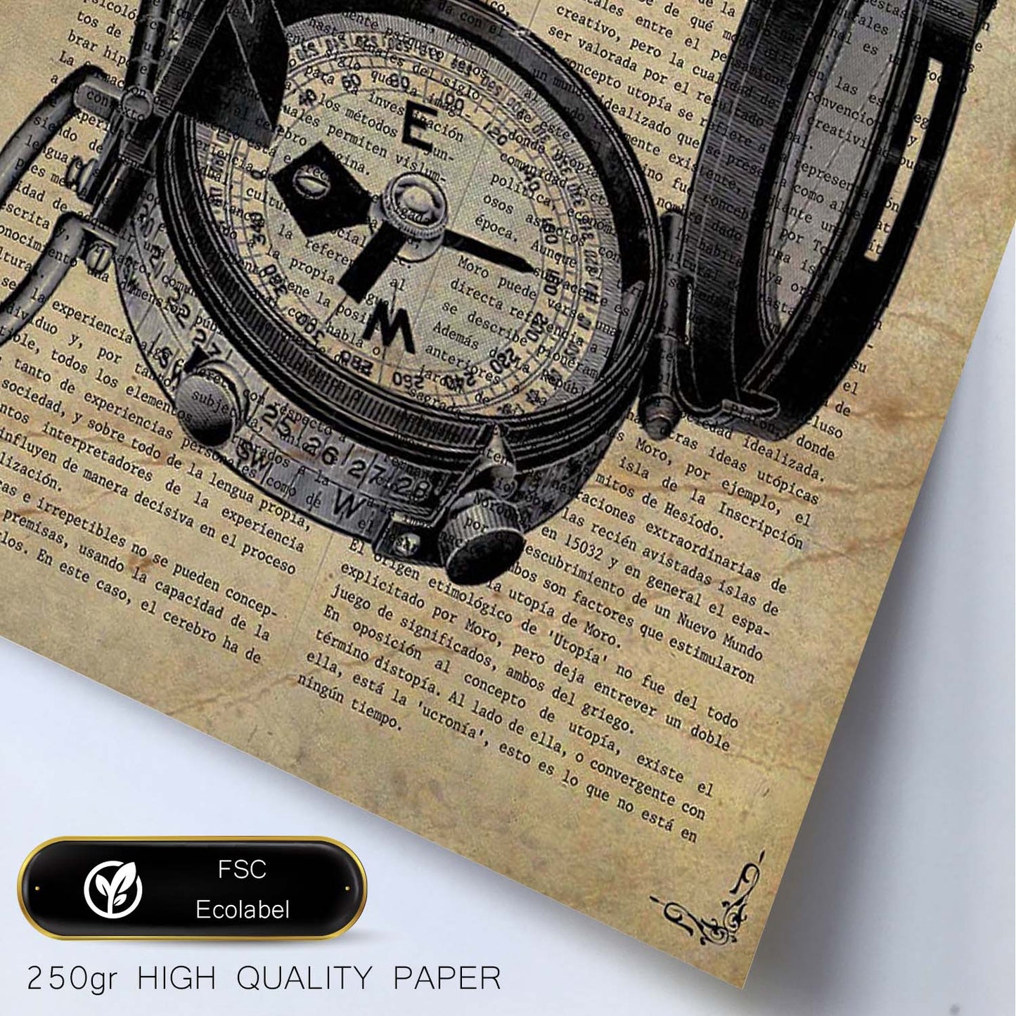 Poster de Brújula. Láminas vintage con definiciones. Diseño de interiores.-Artwork-Nacnic-Nacnic Estudio SL