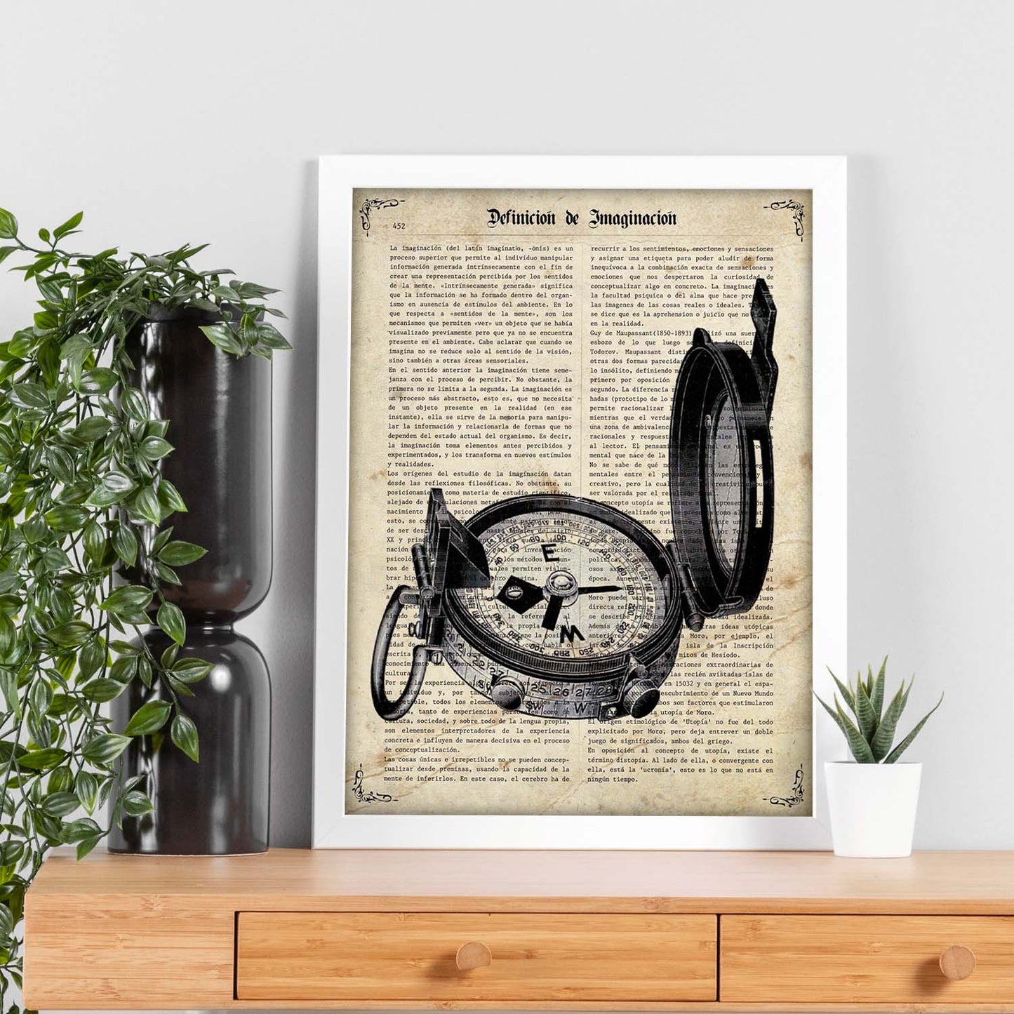Poster de Brújula. Láminas vintage con definiciones. Diseño de interiores.-Artwork-Nacnic-Nacnic Estudio SL