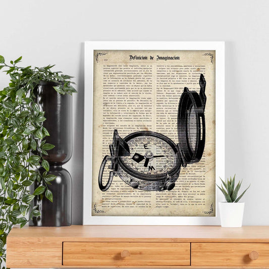 Poster de Brújula. Láminas vintage con definiciones. Diseño de interiores.-Artwork-Nacnic-Nacnic Estudio SL
