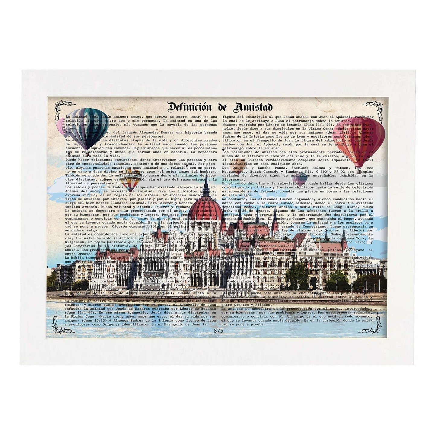 Poster de Budapest (Hungria). Láminas e ilustraciones de ciudades del mundo y monumentos famosos.-Artwork-Nacnic-A4-Marco Blanco-Nacnic Estudio SL