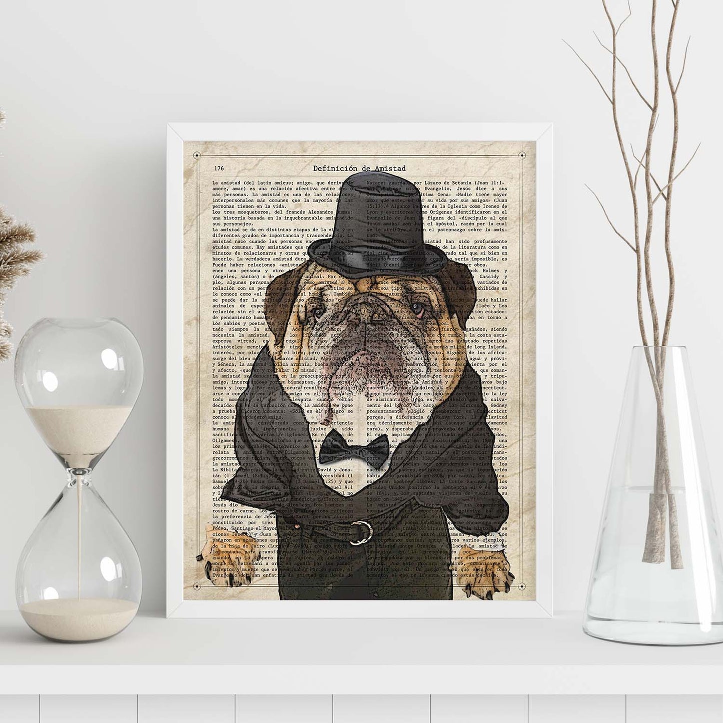 Poster de Bulldog trajeado. Láminas de animales con definiciones. Regalo para los amantes de los animales.-Artwork-Nacnic-Nacnic Estudio SL