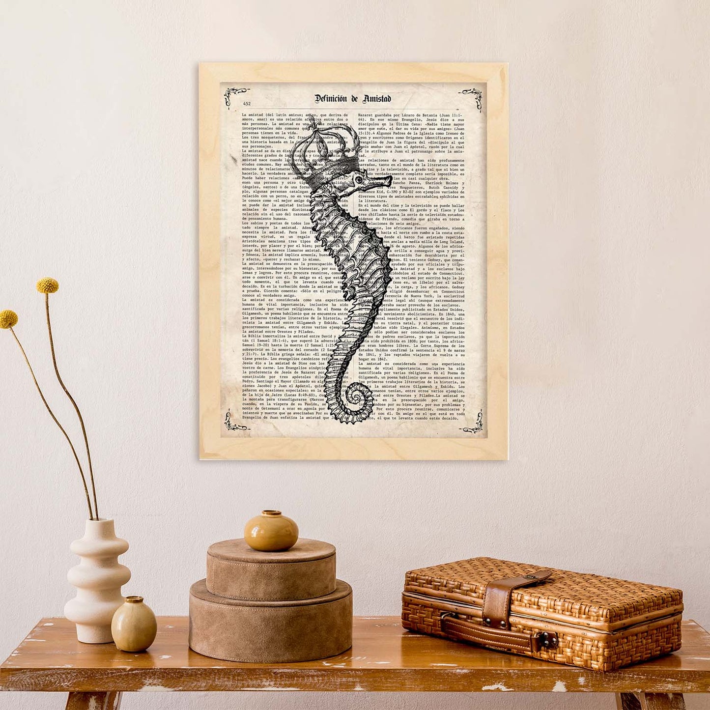 Poster de Caballito de mar con corona. Láminas de animales con definiciones. Regalo para los amantes de los animales.-Artwork-Nacnic-Nacnic Estudio SL