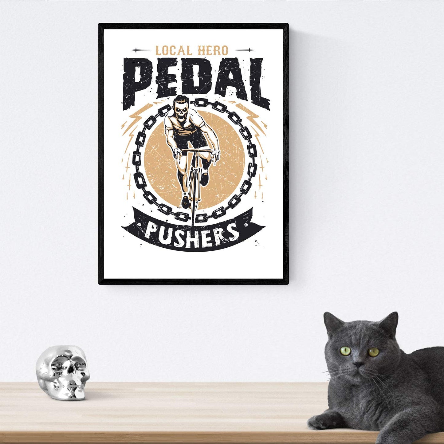 Poster de Calavera, bici chica. Lámina decorativa de diseño.-Artwork-Nacnic-Nacnic Estudio SL