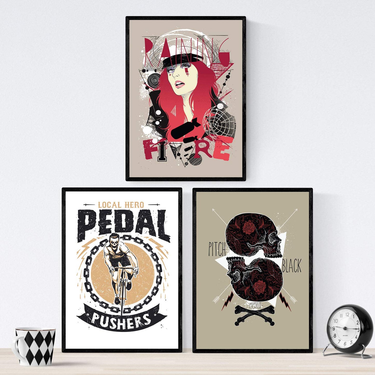 Poster de Calavera, bici chica. Lámina decorativa de diseño.-Artwork-Nacnic-Nacnic Estudio SL