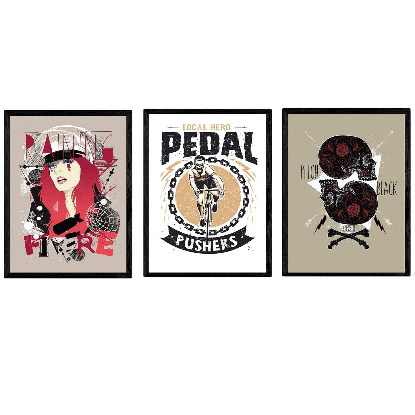 Poster de Calavera, bici chica. Lámina decorativa de diseño.-Artwork-Nacnic-Nacnic Estudio SL