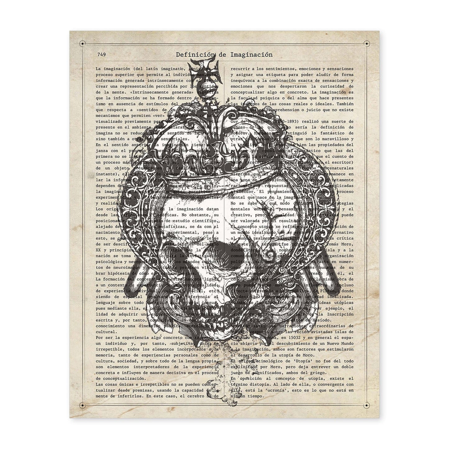 Poster de Calavera blanco. Láminas de calaveras. Decoración de hogar.-Artwork-Nacnic-A4-Sin marco-Nacnic Estudio SL