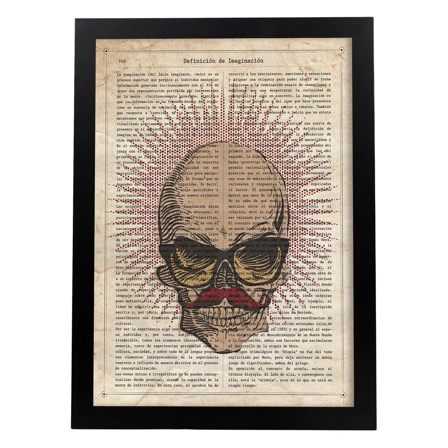 Poster de Calavera con bigote. Láminas de calaveras. Decoración de hogar.-Artwork-Nacnic-A4-Marco Negro-Nacnic Estudio SL