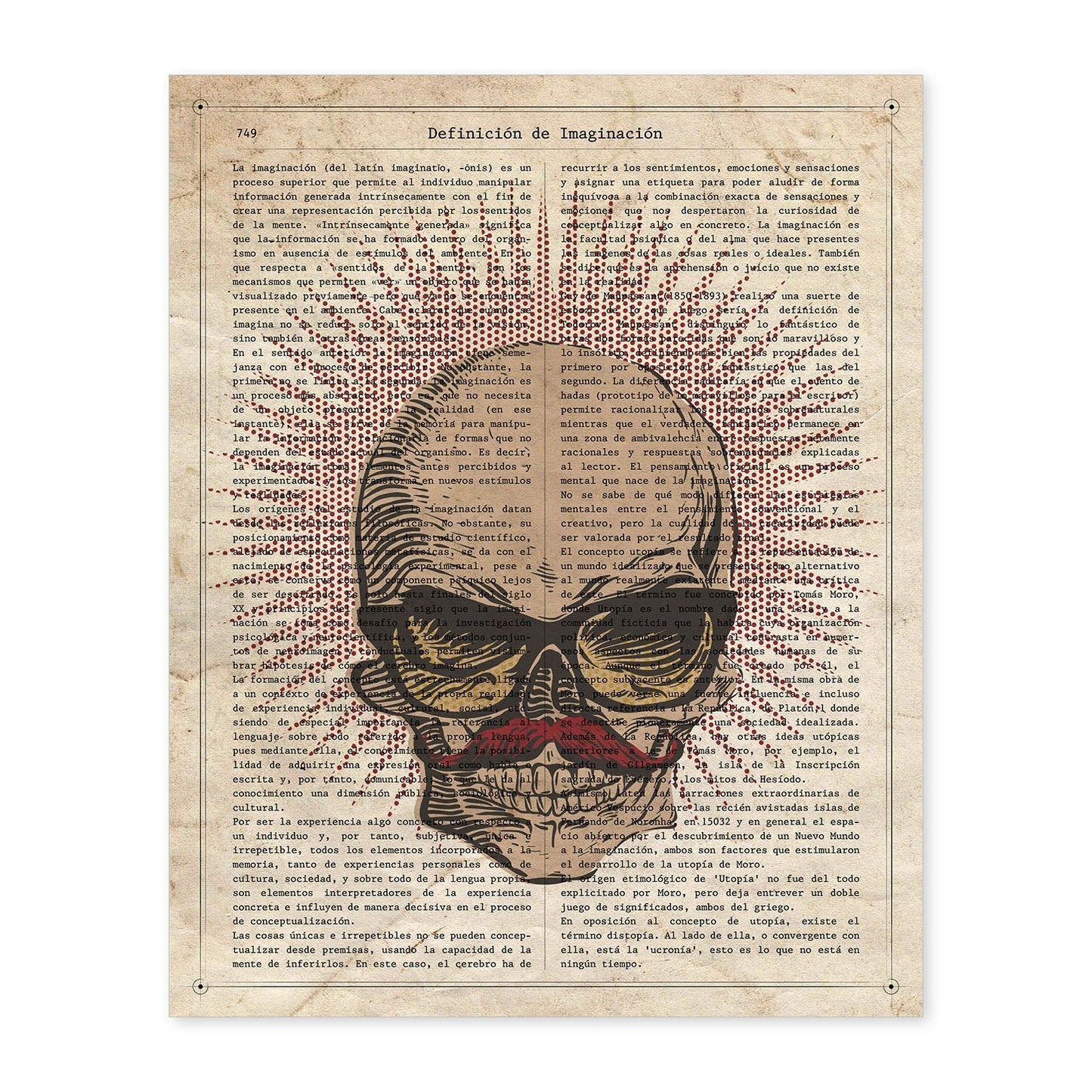 Poster de Calavera con bigote. Láminas de calaveras. Decoración de hogar.-Artwork-Nacnic-A4-Sin marco-Nacnic Estudio SL