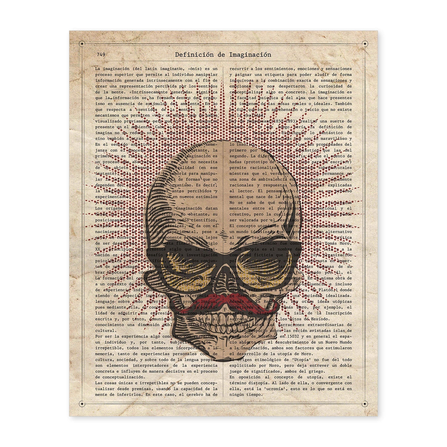 Poster de Calavera con bigote. Láminas de calaveras. Decoración de hogar.-Artwork-Nacnic-A4-Sin marco-Nacnic Estudio SL
