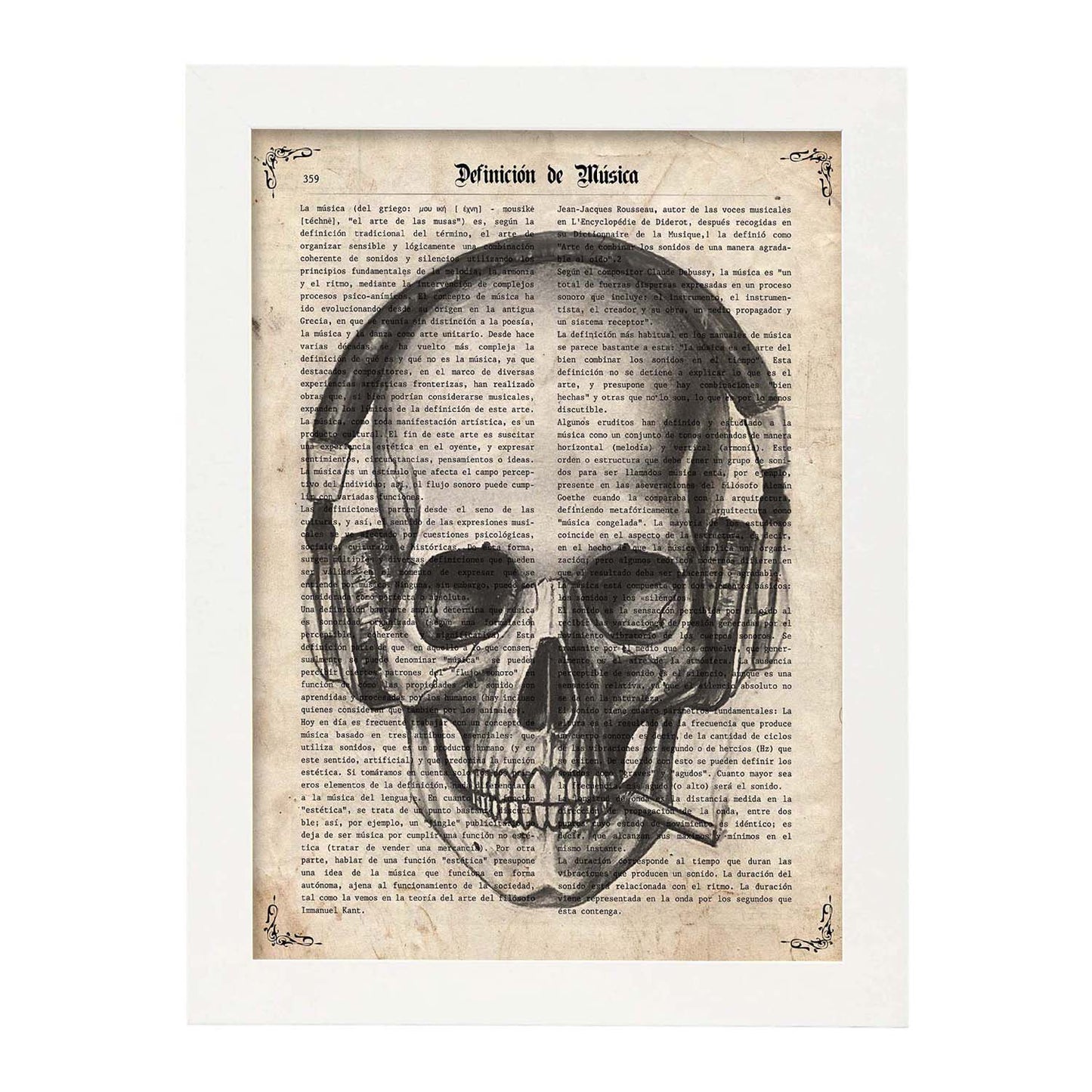 Poster de Calavera con cascos. Láminas de calaveras. Decoración de hogar.-Artwork-Nacnic-Nacnic Estudio SL