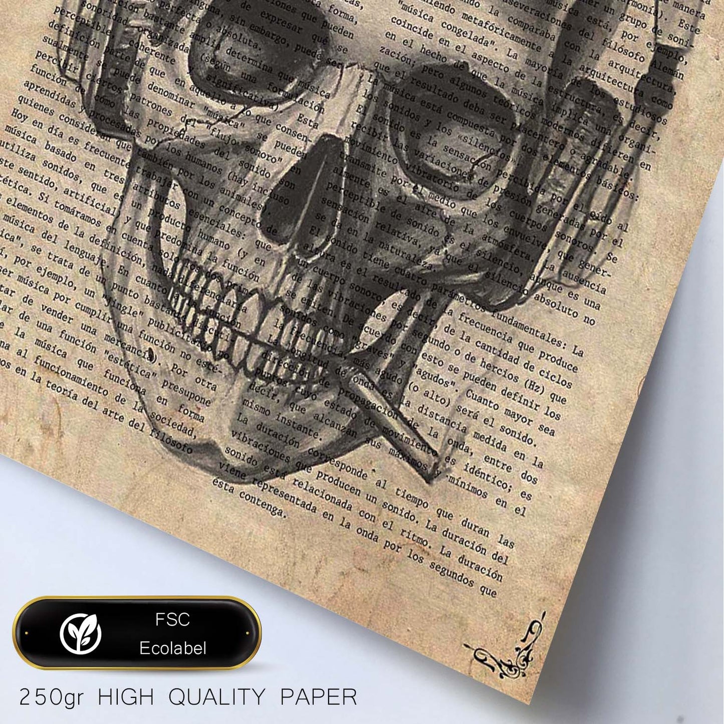 Poster de Calavera con cascos. Láminas de calaveras. Decoración de hogar.-Artwork-Nacnic-Nacnic Estudio SL