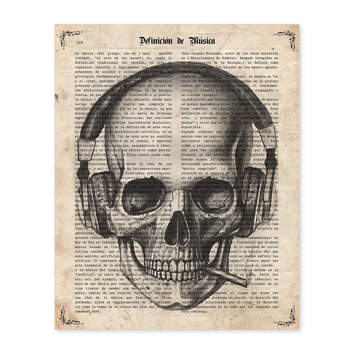 Poster de Calavera con cascos. Láminas de calaveras. Decoración de hogar.-Artwork-Nacnic-A4-Sin marco-Nacnic Estudio SL